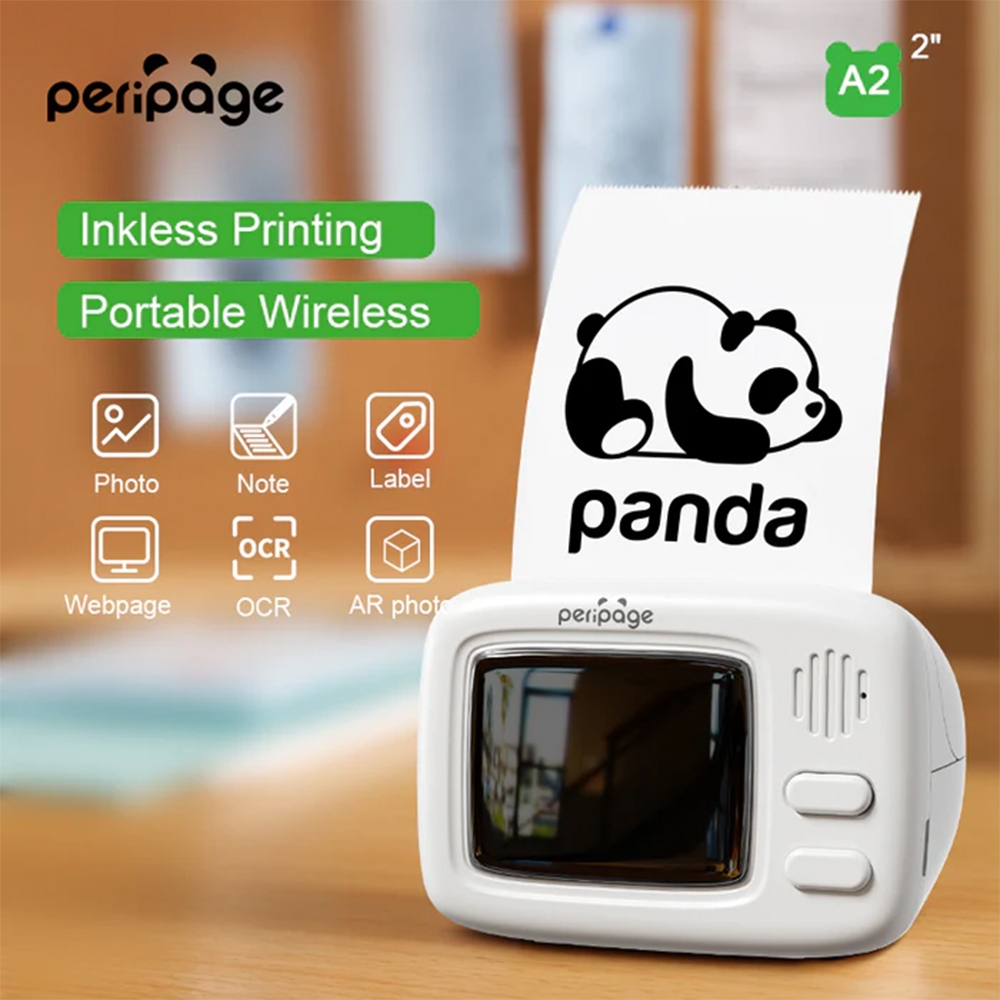 Peripage Mini Printer A2 รุ่นใหม่ล่าสุด เครื่องปริ้นพกพาไร้สาย เชื่อมต่อมือถือได้