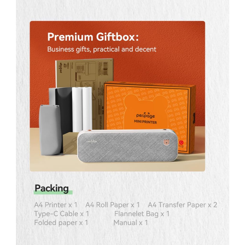 Peripage Mini Printer A40 GiftBox เครื่องปริ้นพกพาไร้สาย กล่องของขวัญเครื่องพิมพ์ขนาดเล็ก