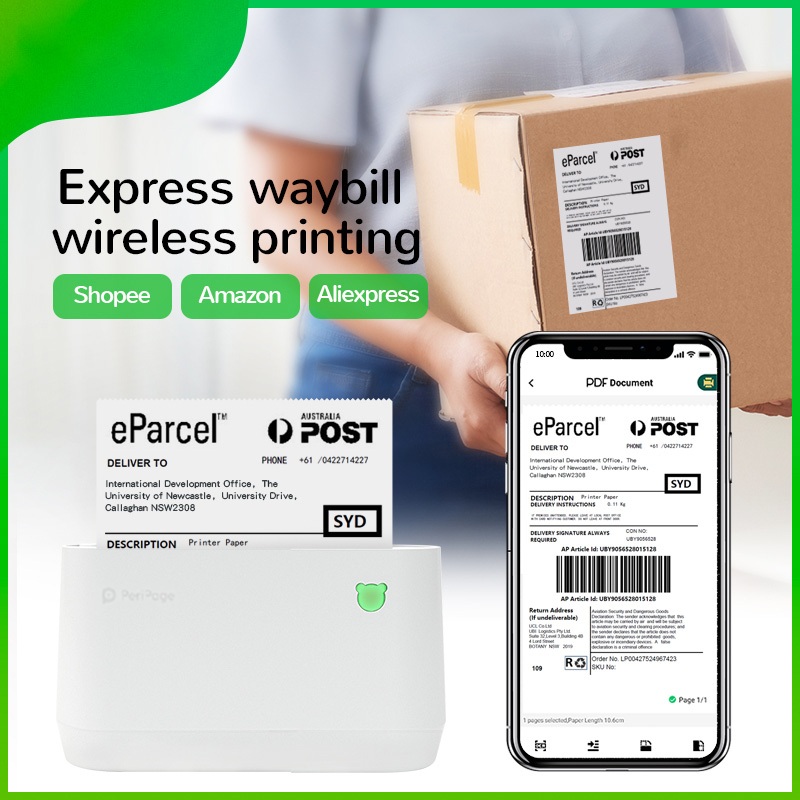 Peripage Mini Printer A9 เครื่องปริ้นพกพาไร้สาย
