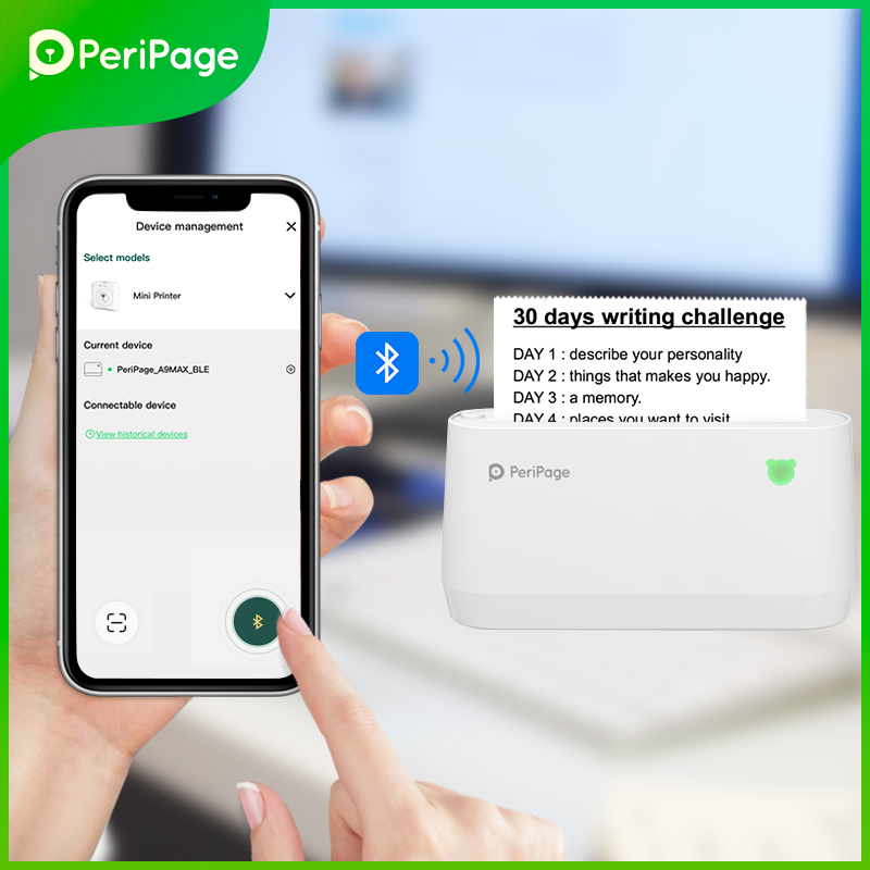 Peripage Mini Printer A9 MAX เครื่องปริ้นพกพาไร้สาย