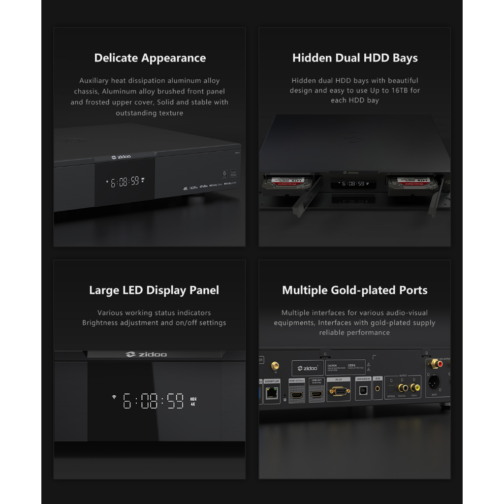 Zidoo UHD5000 เครื่องเล่นไฟล์หนัง Media player REALTEK 1619 BDP Ram 4GB Rom 64GB